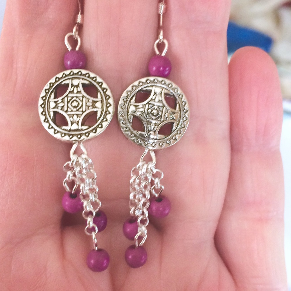 Purple turquoise earrings